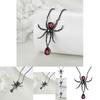 Gothic Style Black Spider Pendant Necklace For Women Fashionable Statement Jewelry