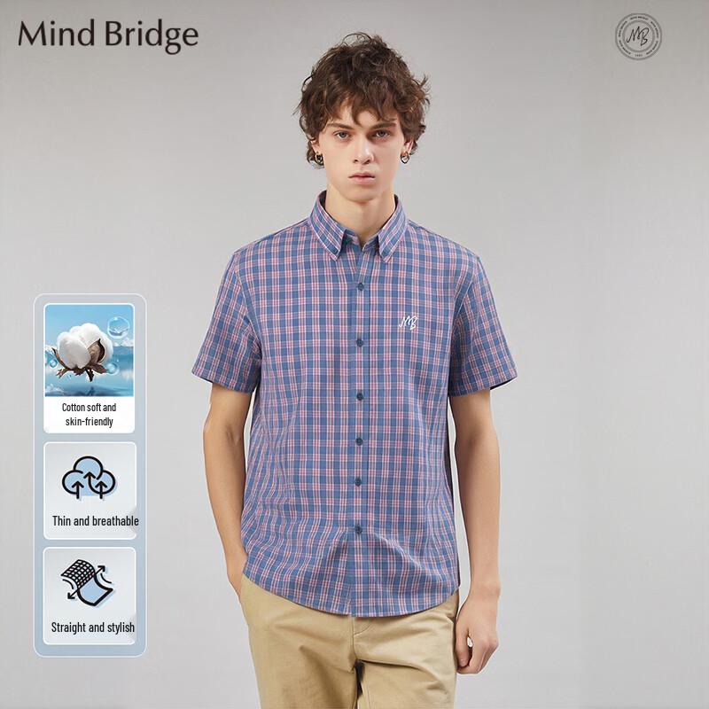 Mind Bridge Men s Plaid Short-Sleeve Shirt 2XL