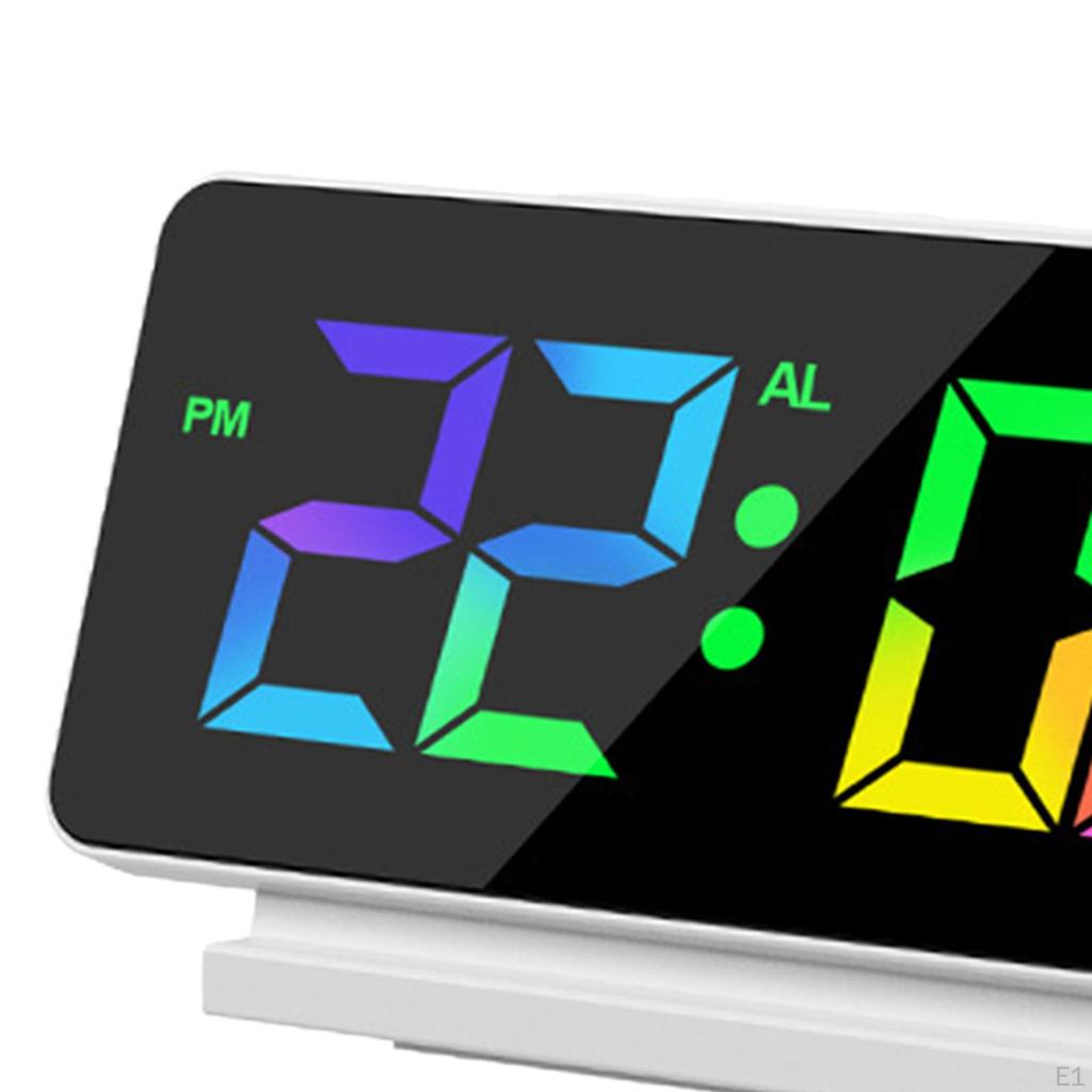 Electronic Colorful Alarm Clock Large Number Bedside for Bedroom Table USB