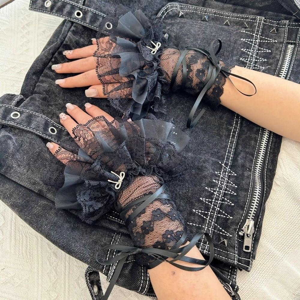 Flare Style Lace Wrist Cuffs JK Ruffles Gloves Vintage Flare Cuffs Cosplay Accessories