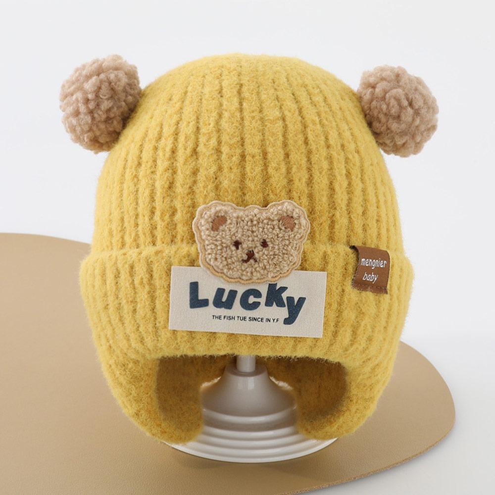 6-24Months Soft Baby Knitted Hat Plush Ball Children Warm Cap Windproof Winter Hat  Boys Girls