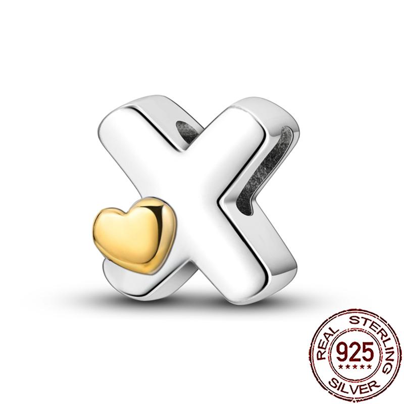 New Stylish Charms Genuine Copper Heart Alphabet Letter A B C Charm Beads Fit Snake Chain Arm Bracelet Necklace Women Do-It-Yourself Jewelry