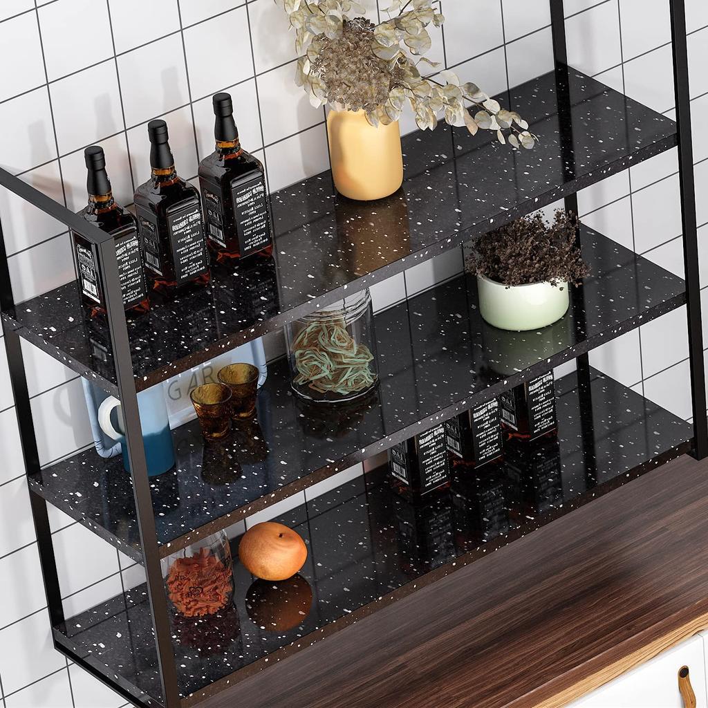 Waterproof Oil-proof  Black Quartz Stone Marble Wallpaper Contact Paper PVC Self Adhesive Bathroom Kitchen Countertop  Decor