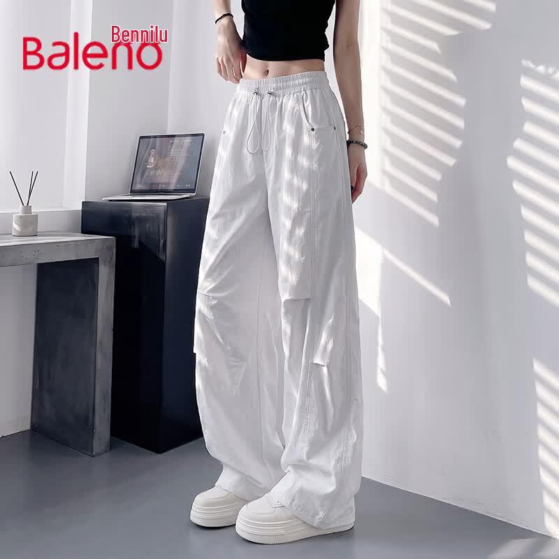 Baleno Women's Drawstring High-Waist Wide-Leg Cargo Pants