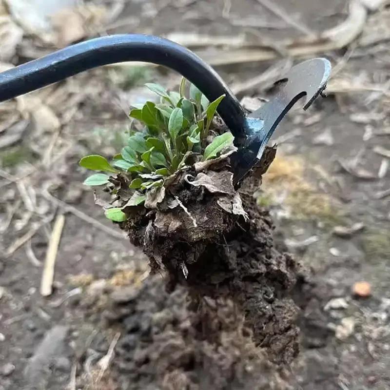 Manganstahl Gartenunkrautstecher Graswurzeln lockern Boden Handjäten Entferner Zieher Multifunktionaler Unkrautstecher Gartengeräte