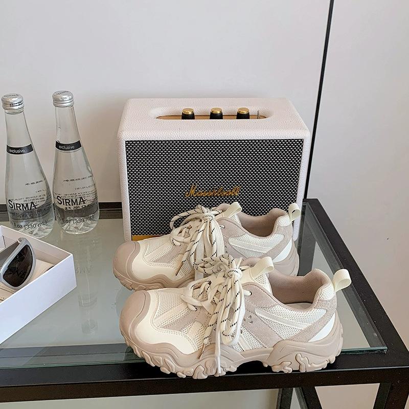 Leather big head ugly Gump shoes women's 2025 new breathable mesh outdoor sports leisure hiking hiking shoes