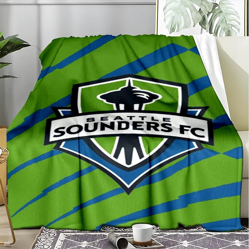 1PC Seattle Sounders FC Printed Soft Flannel Blanket Throw for Adult Bedroom Living Room Sofa Camping Travel Fan Gifts Christmas Gifts