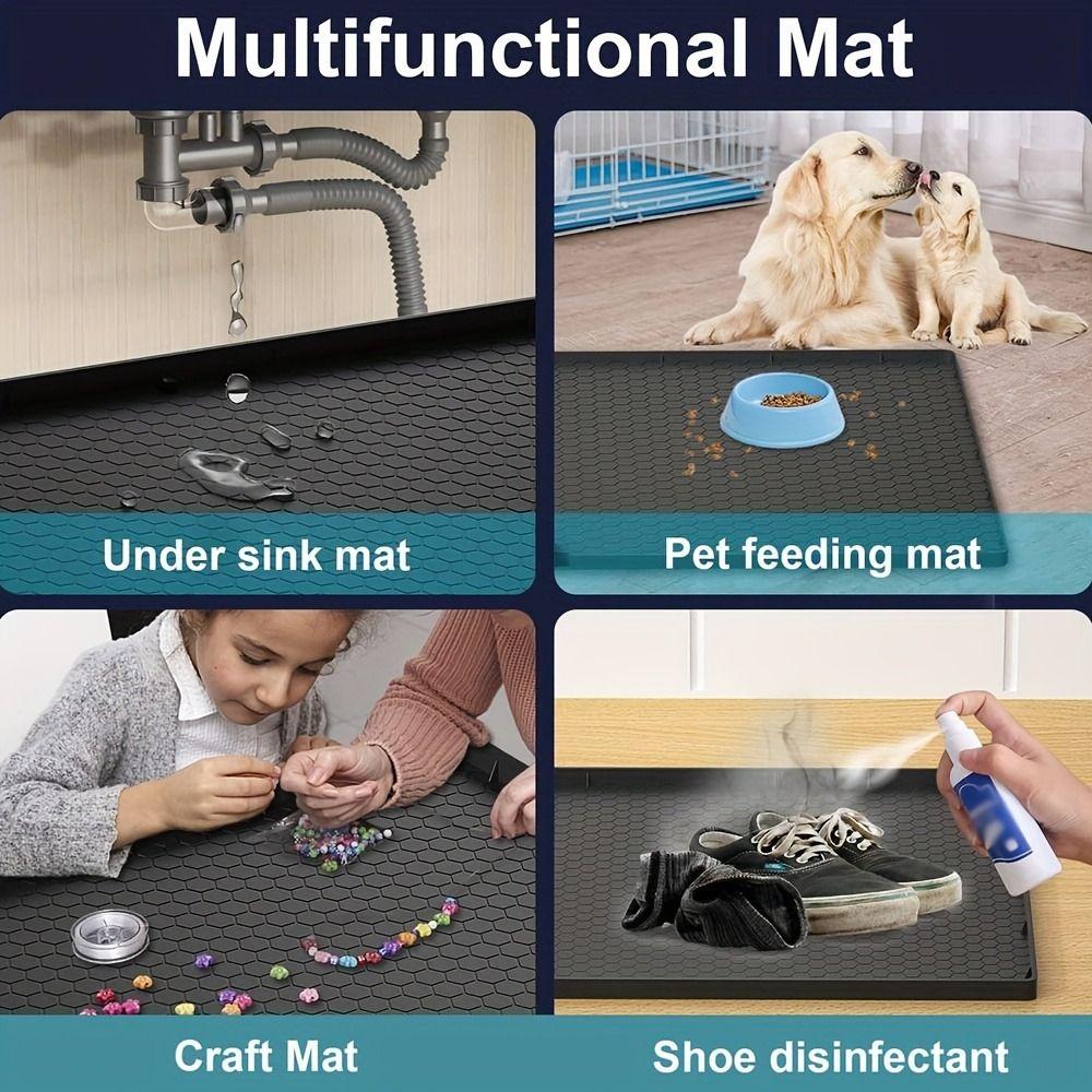 Easy To Clean Under Sink Mat Silicone Drip Proof Tray Square Drain Pad  Tableware