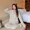 Island Fleece Pajamas Women's Autumn and Winter KT Simple Double-sided Thin Fleece Loungewear Warm Casual Suit Pajamas Cardigan
