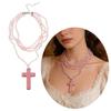 Trendsetting Beaded Crucifix Necklace For Women Adjustable Length Clavicle Chain Suitable For Everyday Styling