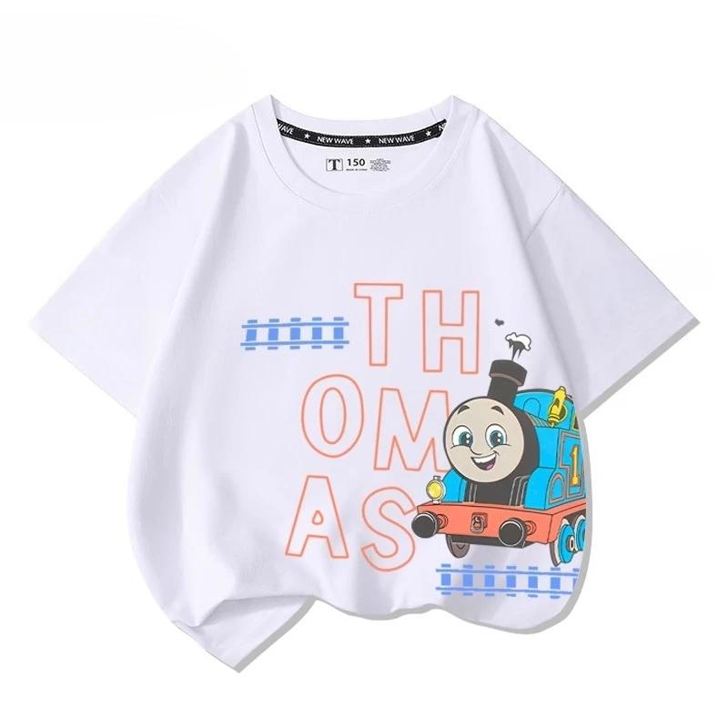 Thomas Train Fun Cartoon Printed New Boys and Girls Summer Cotton Fashion Comfortable Tshirt 100