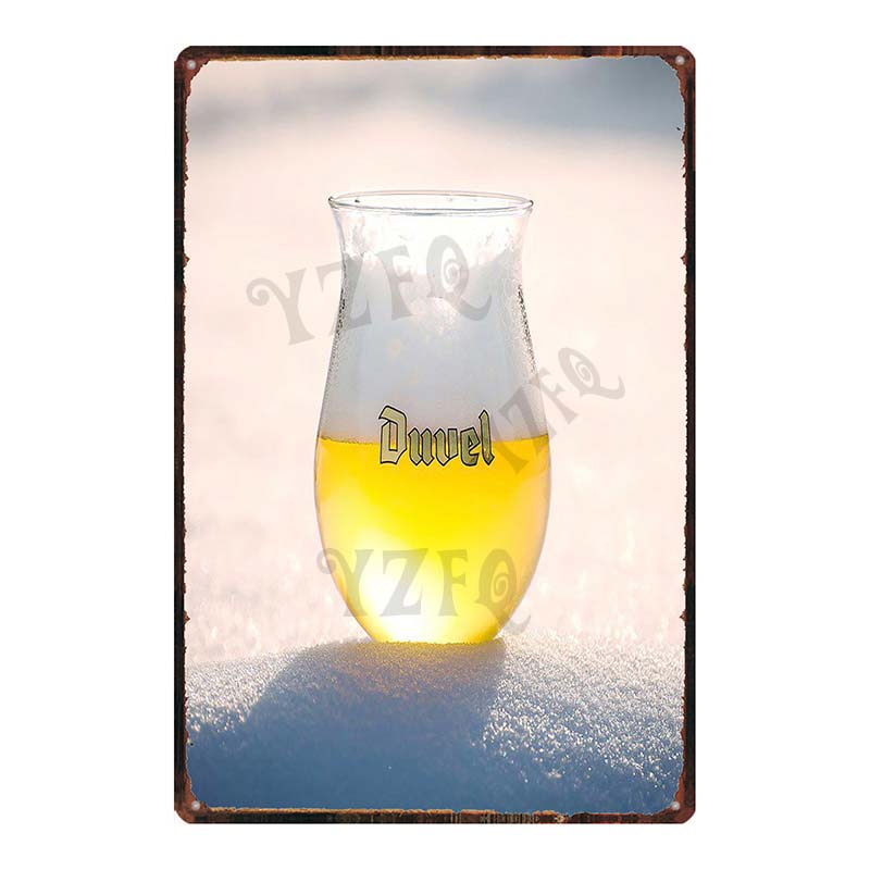 YZFQ Belgické Pivo Duvel Plechové Kovové Značky Deska Vintage Hudební Bar Restaurace Domov Pánská Jeskyně Dekor Nástěnné Samolepky DU-7713B