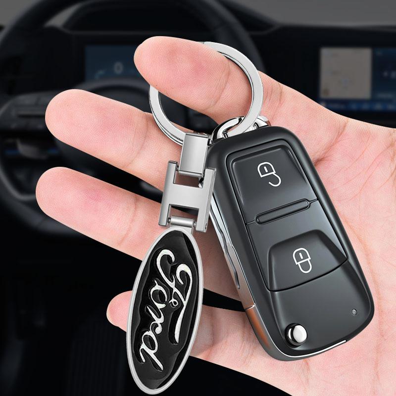 3D Styling Metal Car Key Ring Anniversary Badge Keychain Accessories For Ford Focus Mondeo Kuga Fiesta MK7 Escort Explorer Edge 2 4 MK2 MK4