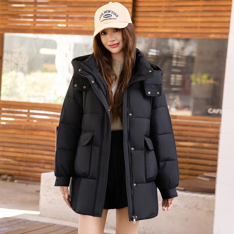 Winter new down cotton-padded clothes women's medium and long thickened cotton-padded clothes fashionable loose hooded warm cotton-padded jacket