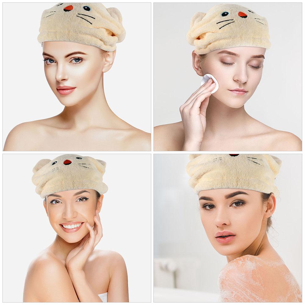 Dry Hair Cap Coral Fleece Quick-drying Shower Towels Comfortable -absorption Hair Wrap for Women Girls Cartoon