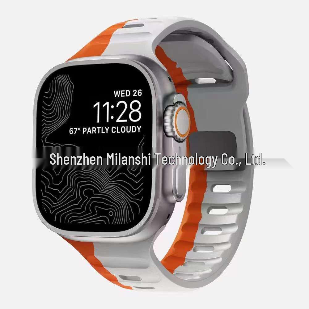 iWatch7 Diamond Buckle Horizontal Stripe S9 Silicone Strap for Apple Watch 8/Ultra