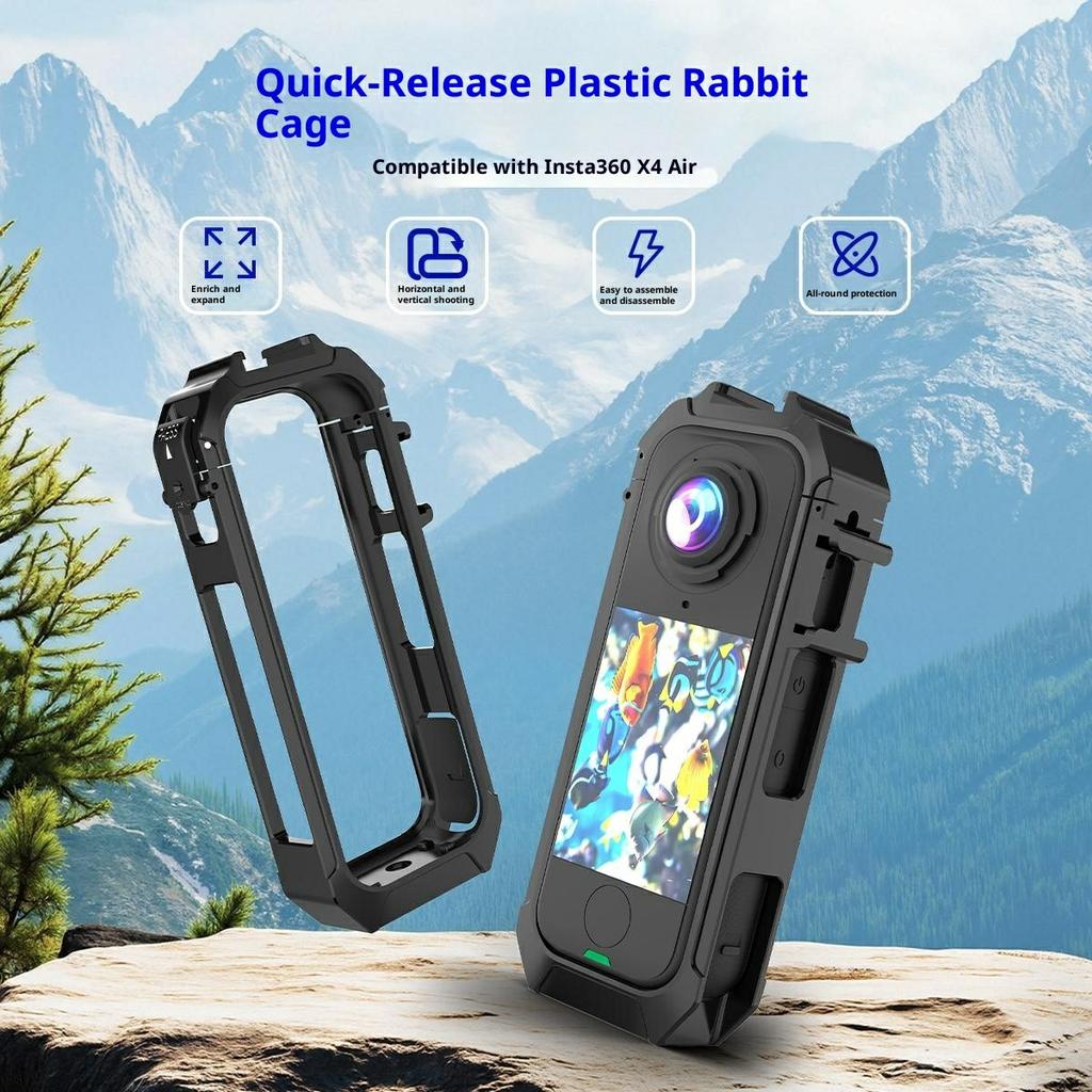 For Insta360 X4 Air Camera Cage Quick Release Magnetic Base Plastic Protective Frame