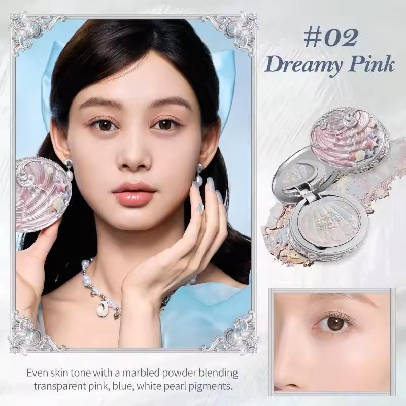 Flower Knows Shell Pearl Collection Baked Powder Mixed Color Honey Powder Clear Matte Makeup Setting Powder Natural Bronze Glow