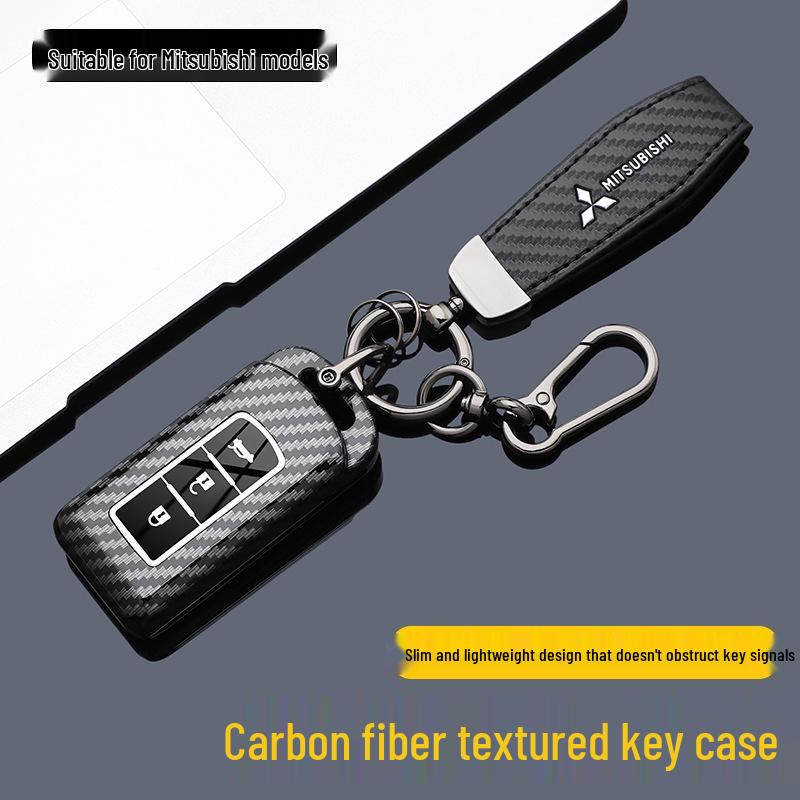 Mitsubishi Key Cover: Carbon Fiber Textured Full Coverage for Outlander, ASX, Escape, Lancer