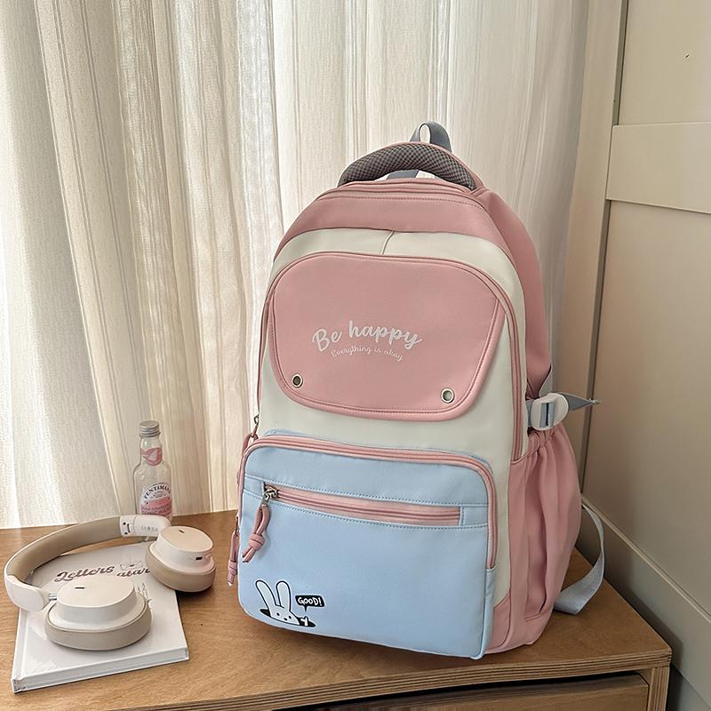 Color Block Student Schoolbag Women's Large Capacity Backpack