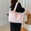 Large Capacity Nylon Tote Bag for Women Lightweight Shopping Shoulder Bag with Multiple Pockets and Zipper Closure for Daily Use