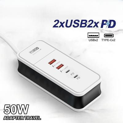 50W 4-Port USB Typ-C Ladegerät HUB Mini Schnellladung Schreibtisch Powerstation Steckdosenerweiterung für iPhone Tablet Android Smartphone