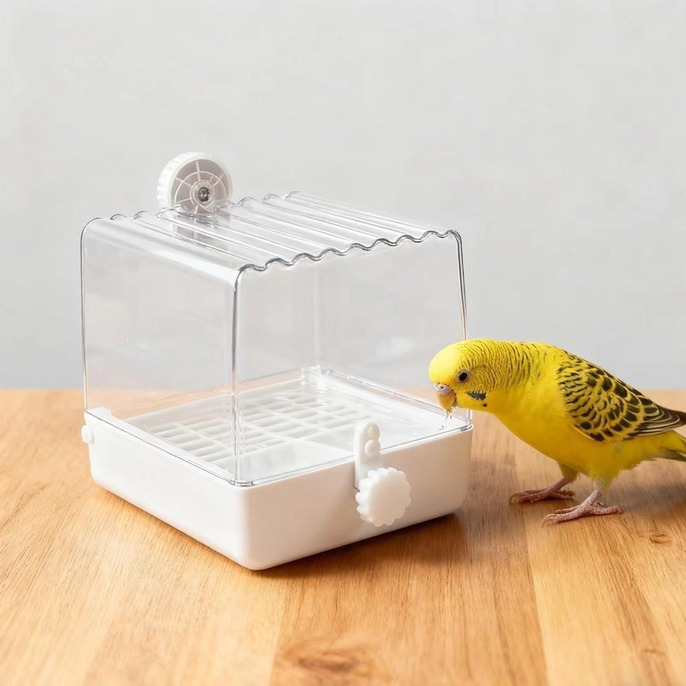 Transparent Birdbath Feeder Bottom Drawer Parakeet Shower Parrot Bath  Grooming Supplies