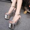 Fashion Super High Heel 18cm Shoes Silver Stiletto Cross Straps Women's Sandals Nightclub Sex 41 42 43 Women Shoes Pole Dance