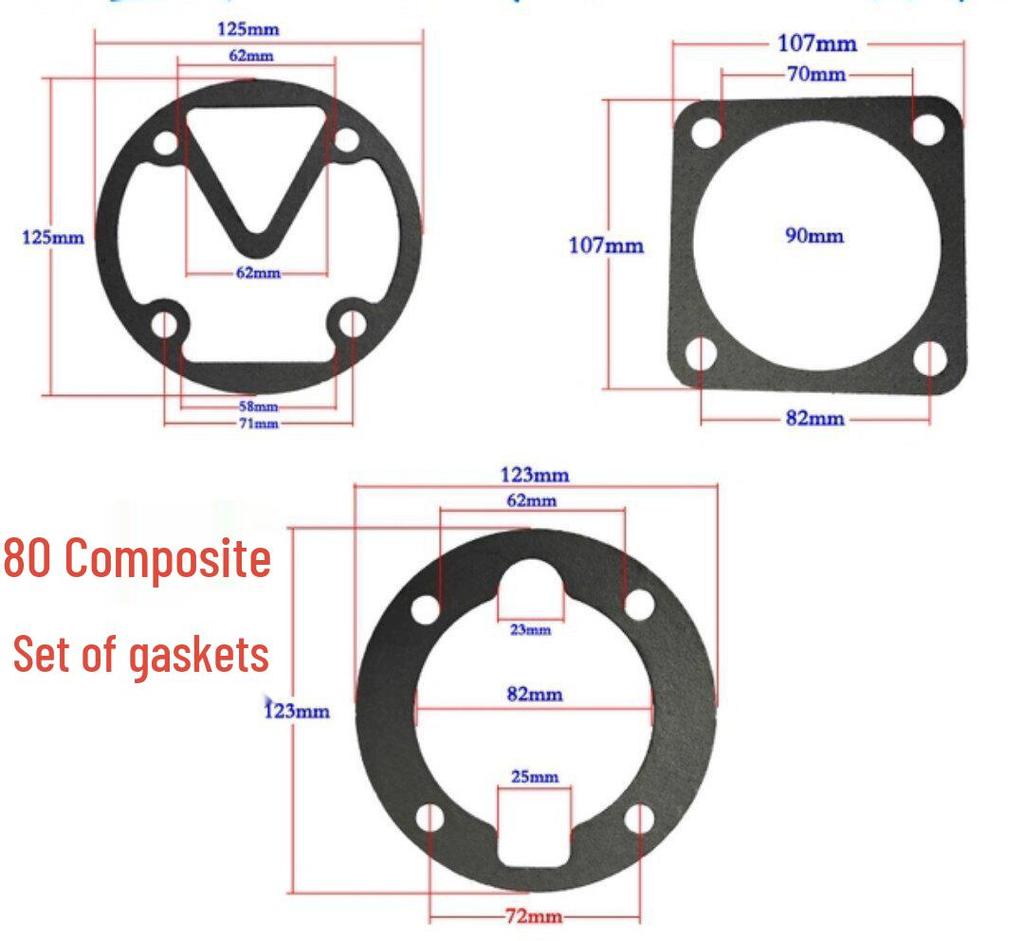 Air Compressor Head & Cylinder Seal Kit: Paper, Steel Wire, Asbestos Gaskets & 3P Air Rod Gasket