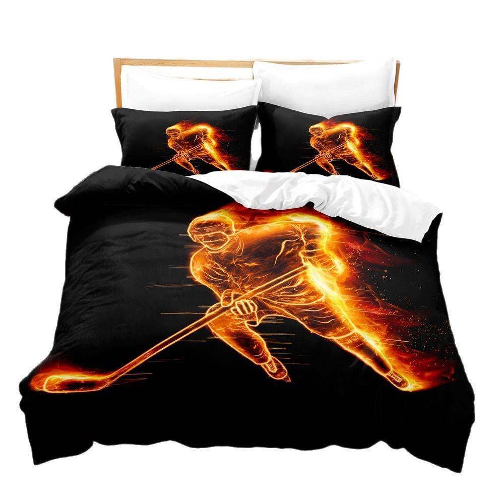 Sports Ball Printing Bed Three-Piece 3D Digital Printing Kit Grinding Quilt Cover