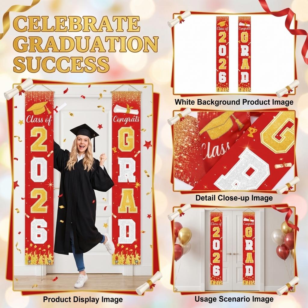 Graduation Class Decoration Door Flag Hanging Flag Graduation Party Decoration Supplies