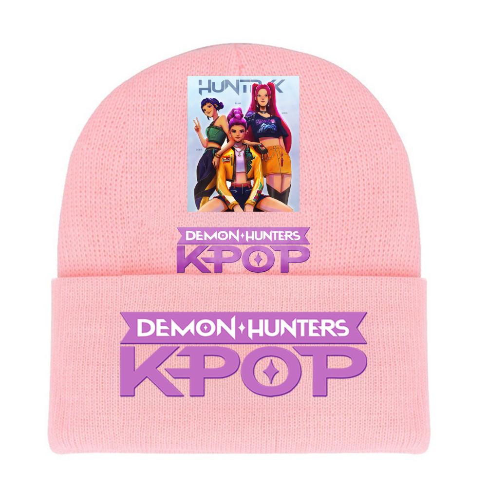 Kpop Demon Hunters HUNTRIX SAJABOYS Letter Printed Rolled-edge Woolen Knitted Cap Thickened Cold Season Adult Hat Fans Birth Date Present