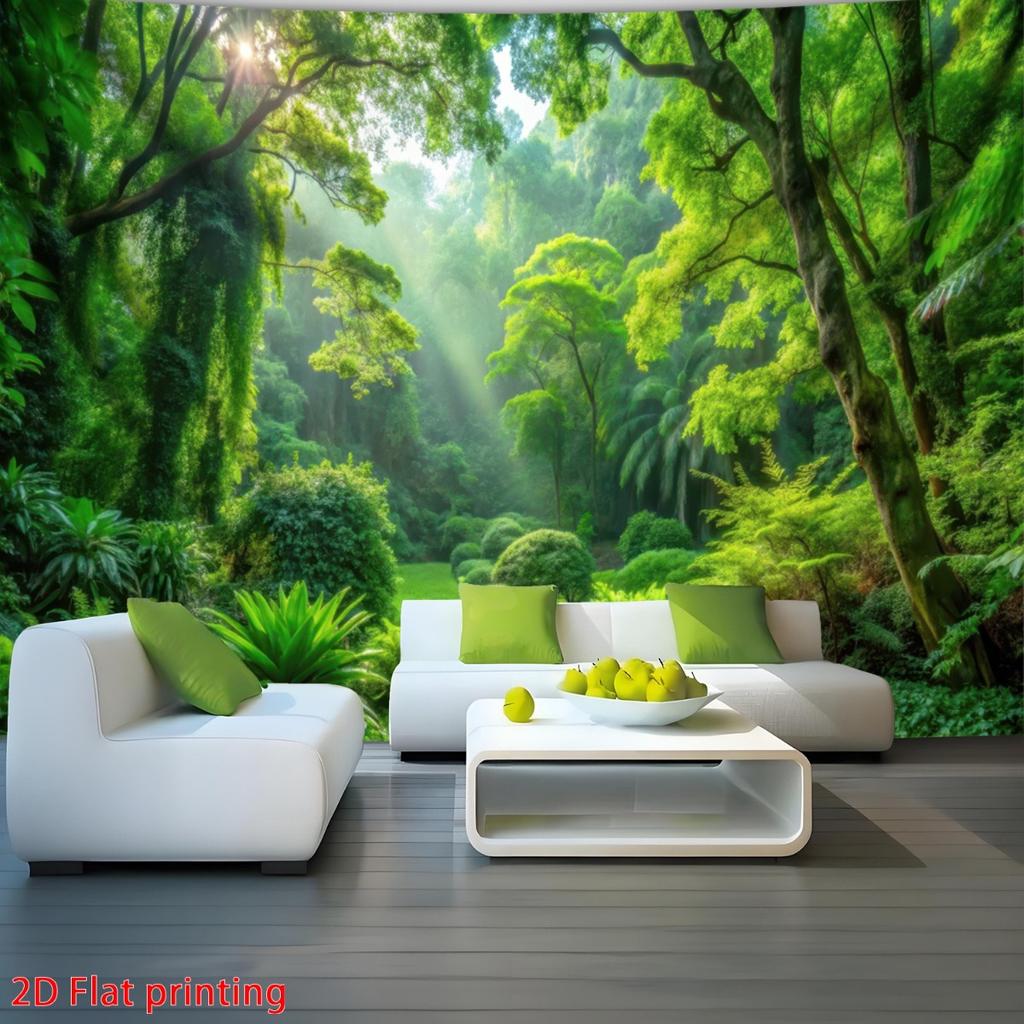 Premium Tropical Rainforest Jungle Mural Tapestry Wall Hanging Lush Greenery Nature Backdrop Decor for Home Living Room Bedroom