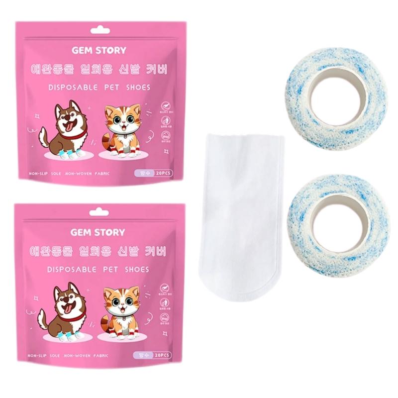 40Pcs Dog Socks Feet Cover Protective Dogs Shoes Booties with Adjustable Sticker Dogs Feet Cover Paws Socks