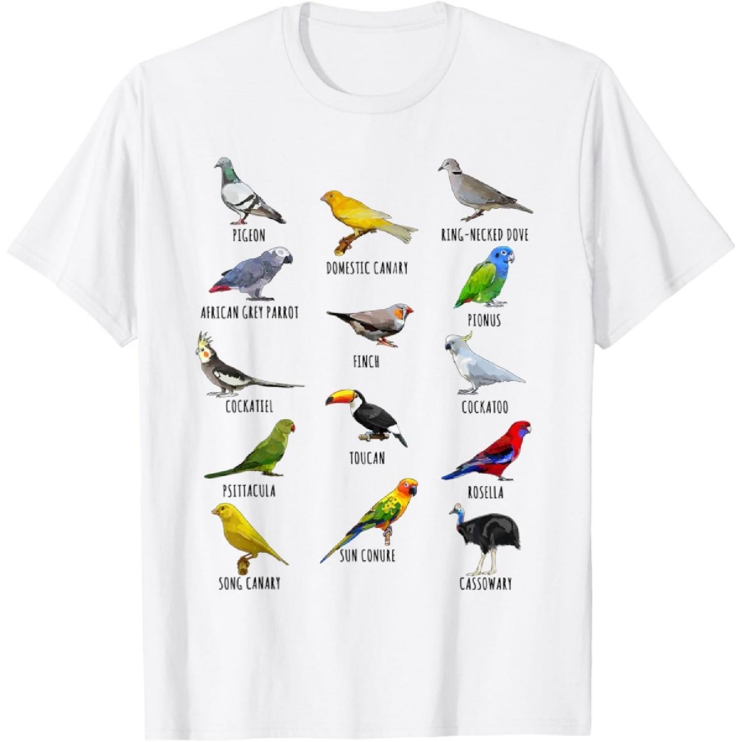 

Colorful Birds Species Biology Types Bird Identification T-Shirt XXXXXL білий