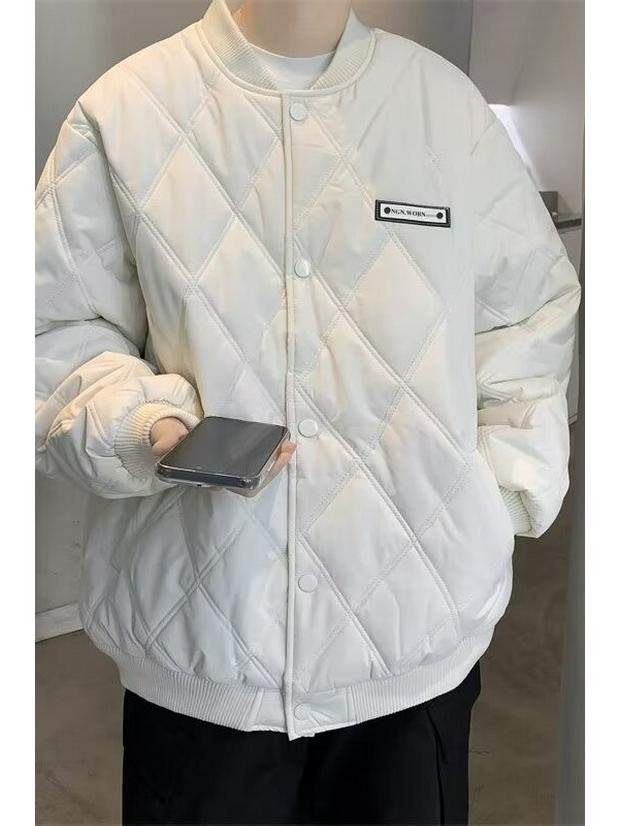 Men's Korean-Style 2025 Winter Jacket: Trendy Cotton with Diamond Quilting - Warm and Casual.