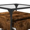 Tavolino con Piano in Vetro Finitura Rovere Affumicato 50x50x45 cm Acciaio
