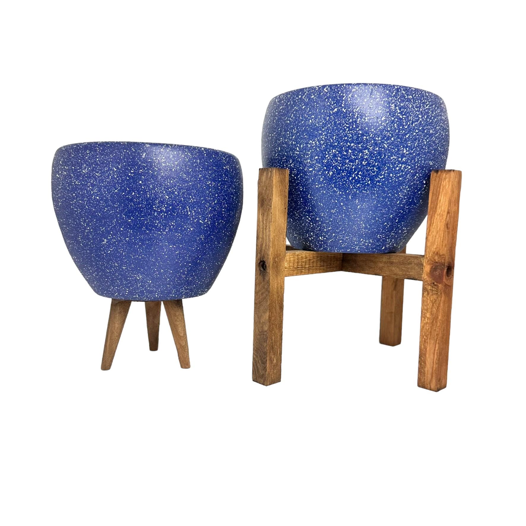 

Plant Design Home Decoration Navy Blue Granite Soil Flower Pot Planter Pot Holder Living Room Flower Holder Double Set 3 Legs- 4 Legs- 15 CM 15 темно-синього кольору