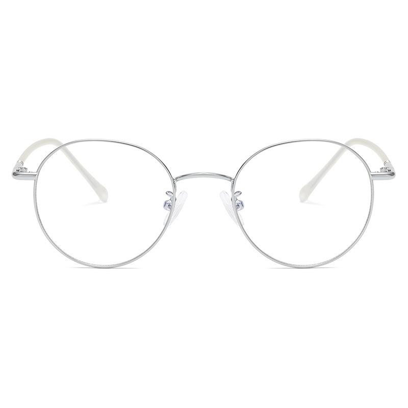 New flat mirror frame popular metal small round frame optical anti-blue light glasses decorative kick-off college style