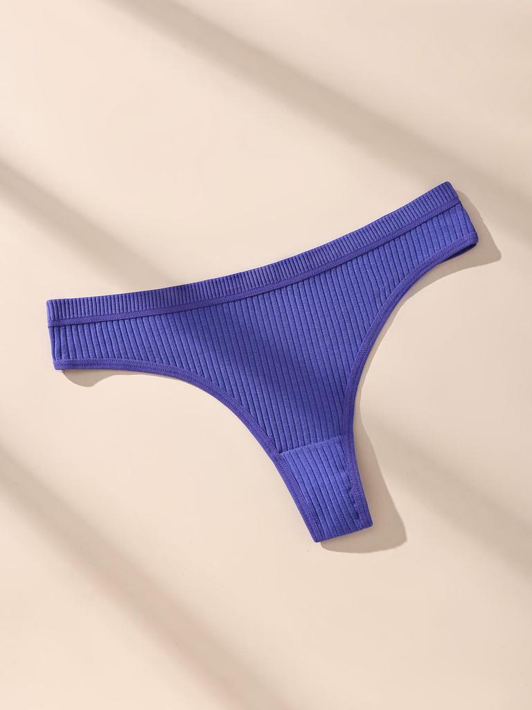 7 Stück Damen Strings Slips Baumwolle Gestreift Unterwäsche Sexy Unterhosen Einfarbiges Höschen Weiche G-Strings Damen Dessous Übergröße XS-XL