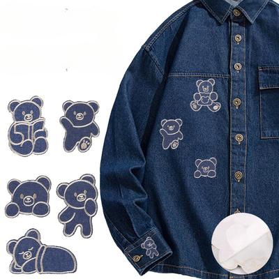 Embroidery Patch Sticker Cartoon Animal Bear Clothing Accessories Handmade DIY Embroidery Cloth Sticker