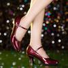 Women Patent Leather Shiny Closed Toe Salsa Shoes Black Gold Silver Red Ballroom Tango Latin Dance Shoes for Woman 5cm/7cm Heels