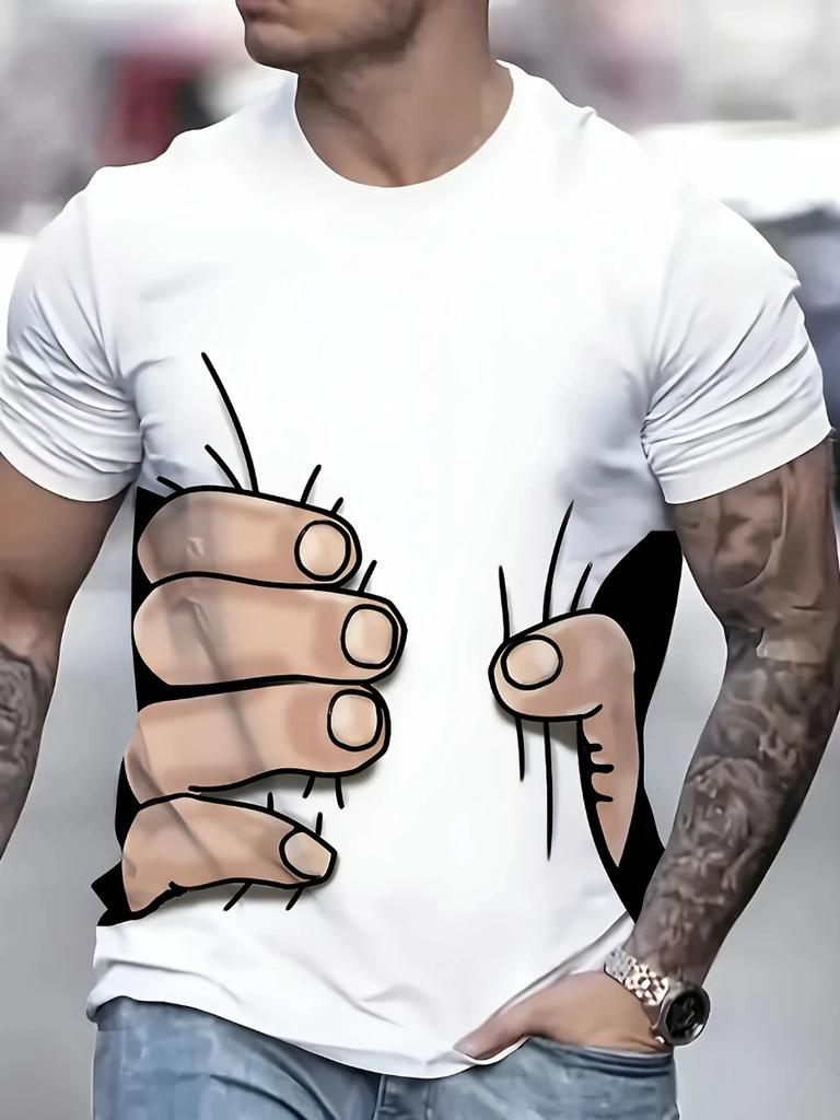 Summer Fun Men's T Shirt 3D Graphic Abstract Stylish Classic O-Neck Short Sleeve Top Daily Comfortable Men Clothing