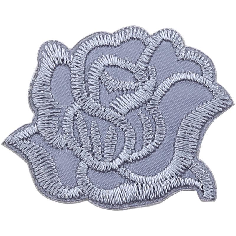 Self-Adhesive Small Embroidered Rose Patch - Fabric Jacket Label & Journal Decoration