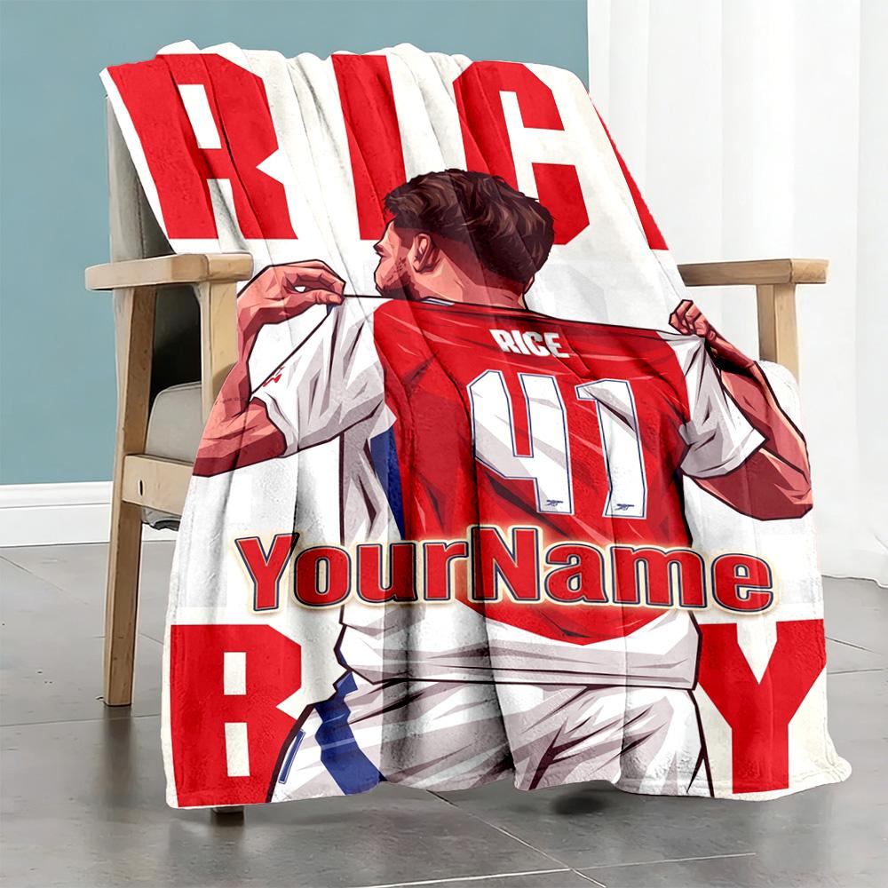 Arsenal Customize Your Name Blanket Multi-purpose Customizable Blanket Comfortable Versatile for Bed Sofa Living Room Livingroom All-Season Use