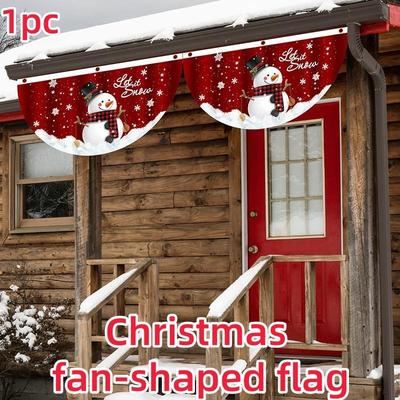 Christmas Fan Flag Outdoor Hanging Banner Door Curtain Cartoon Print Creative Holiday Decoration