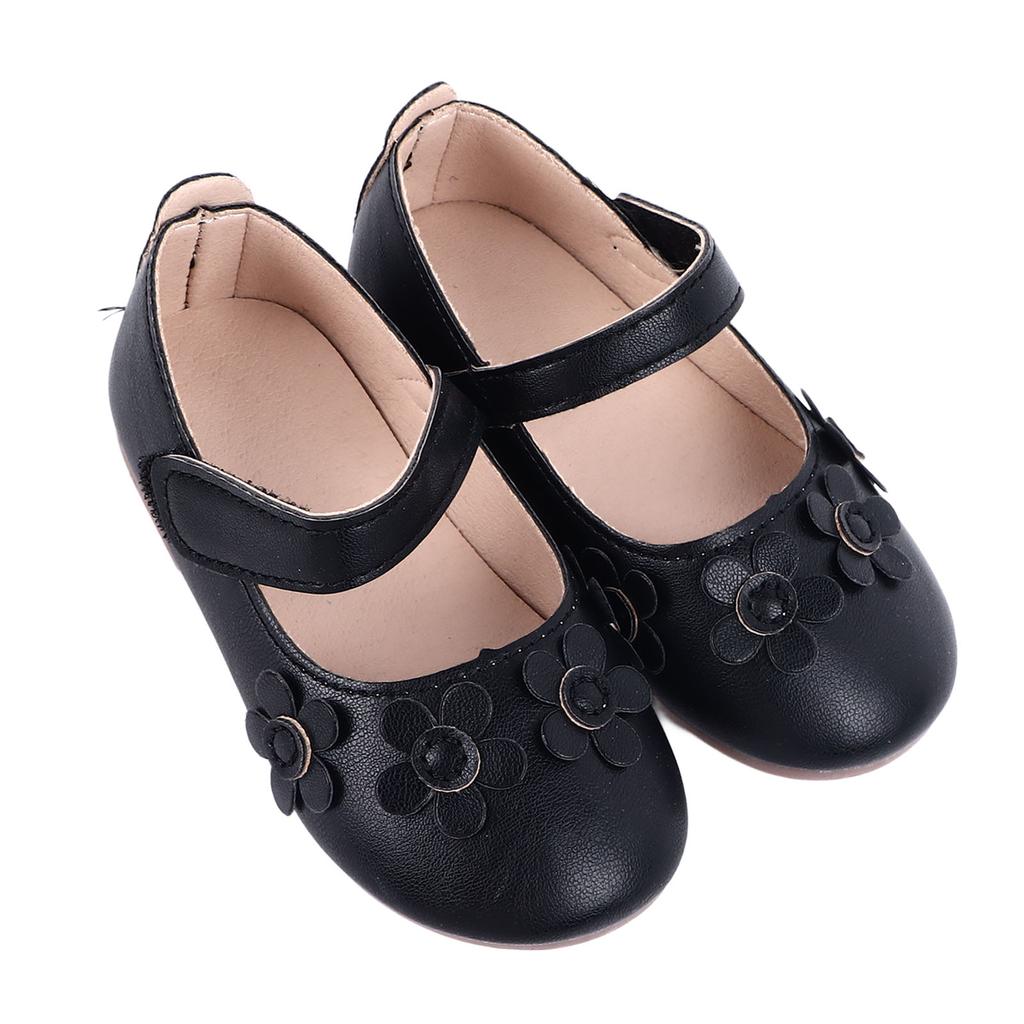 Kids PU Leather Shoes Fashionable Flower Soft Soled Comfortable Flat Dress Shoes for Party Stage