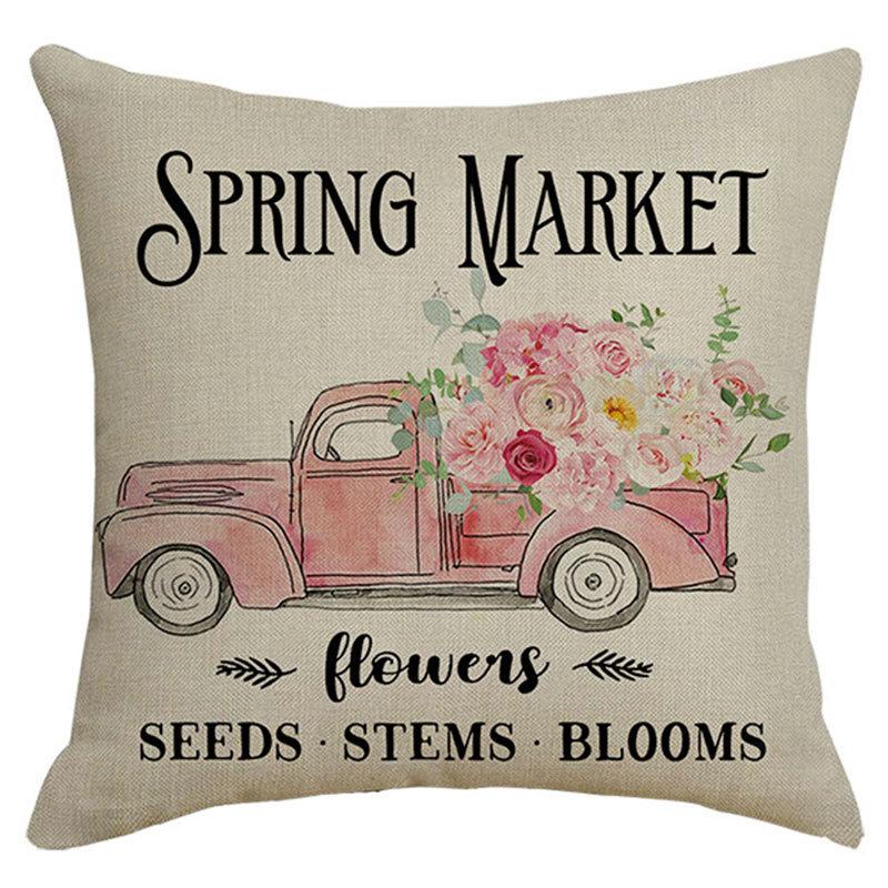 Spring Pillow Case Sofa Waist Pillow Case Garland Truck Light Luxury Home Office Pillow Pillow Case