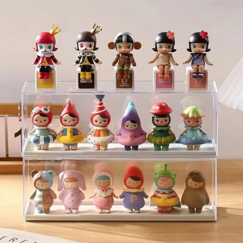 Action figures storage box, portable organizer acrylic transparent display cabinet, stackable dustproof case for dolls models