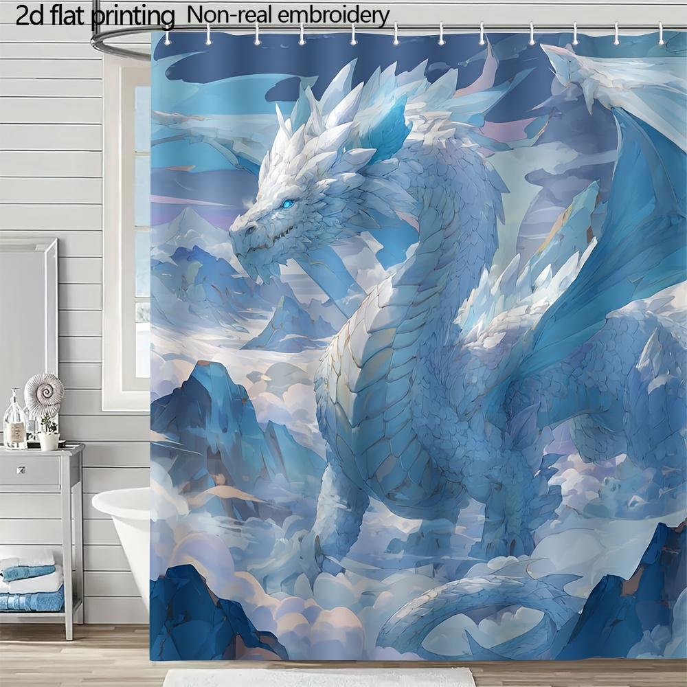 

Ice Dragon Illustration Shower Curtain 1Pc With 12 Hooks For Bathroom Home Decor Polyester 2D Flat Print 70.8X70.8 Inch W60H190(CM)-1 Pcs